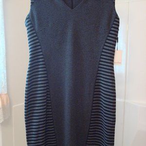 Calvin Klein Dress Size 12 Gray with Black Stripes Sleeveless NWT